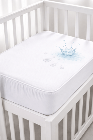 MIMINU neperšlampama paklodė su guma, 140x70 cm., White 