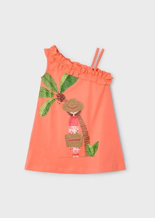 MAYORAL suknelė trumpomis rankovėmis, tangerine, 3937-67, 134 cm 