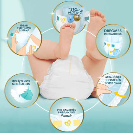 PAMPERS sauskelnės, Premium Care, 3 dydis 6-10kg, 60 vnt., 81765772 