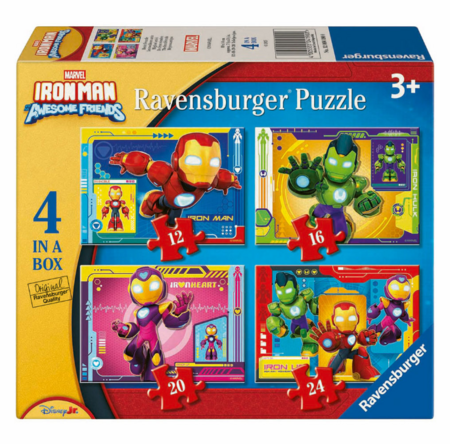 RAVENSBURGER vaikiška dėlionė Iron Man & Friends, 12/16/20/24 det., 12004190 