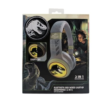 JURASSIC WORLD šviečiančios Bluetooth ausinės, HMJW-BTLI-TREX 