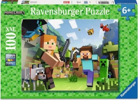 RAVENSBURGER vaikiška dėlionė Minecraft, 100 det., 12004176 