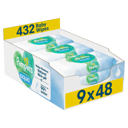 PAMPERS Drėgnos servetėlės Harmonie Aqua, 9x48 vnt., 81783736 