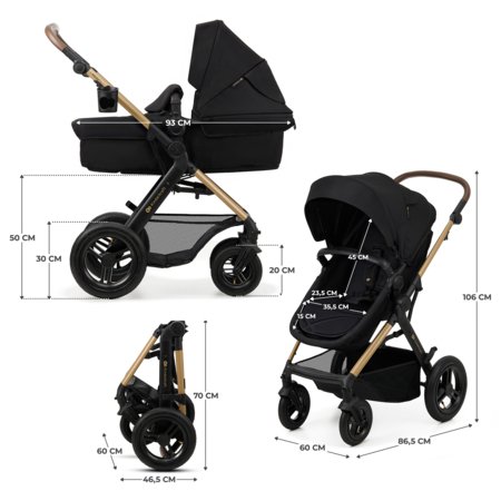 KINDERKRAFT universalus vežimėlis MOOV 2 4in1 AIR, pure black, KSMOOV02BLK4000 