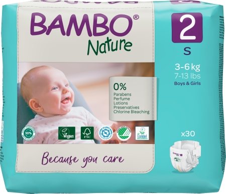 Bambo sauskelnės Nature, dydis 2, 3-6 kg, 30 vnt. 5703538244384