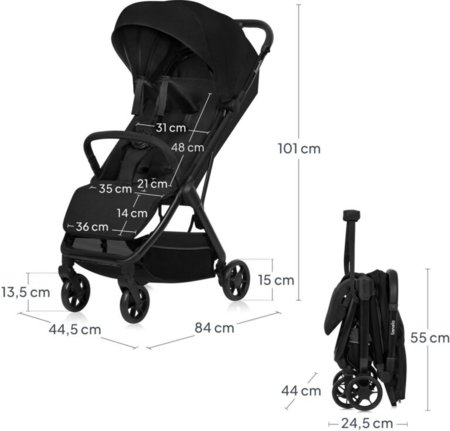 LIONELO sportinis vežimėlis JULIE AIR, Black onyx, LO-JULIE AIR 