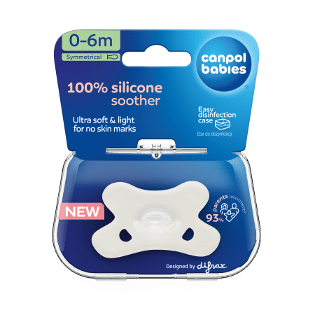 CANPOL BABIES 100% silikoninis simetrinis čiulptukas  0-6 mėn., 1 vnt., 24/001_whi 