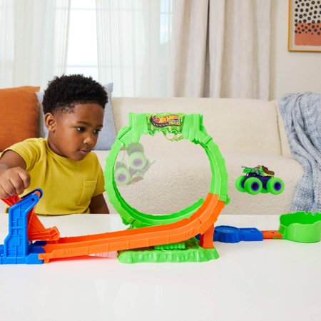 HOT WHEELS MONSTER TRUCKS MUTANT CHAOS triukų trasa su slaimu, JMK91 