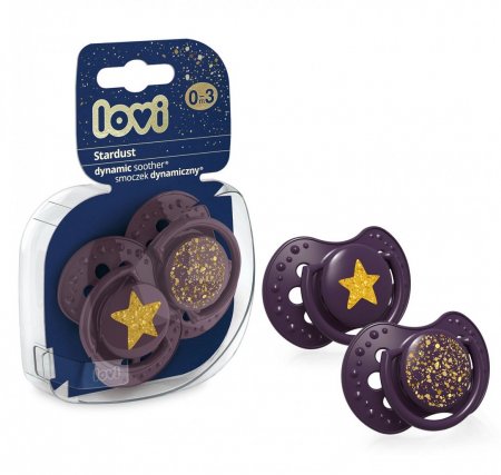 LOVI silikoniniai dinaminiai čiulptukai STARDUST, violetinė, 0-3 mėn., 2 vnt., 22/892_violet 22/892_violet