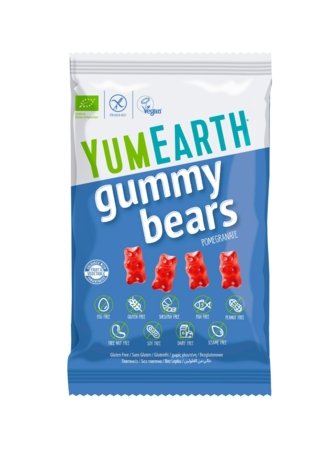 YUMEARTH ekologiški granatų skonio guminukai - meškiukai, 50 g, YE401
