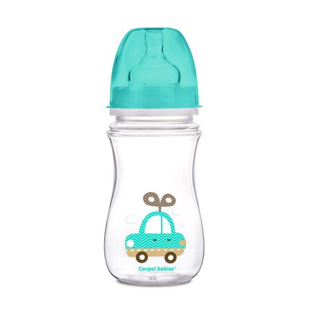 CANPOL BABIES plataus kaklelio buteliukas EASYSTART, colorful animals, 3-6 mėn+, 240 ml, 35/206 35/206