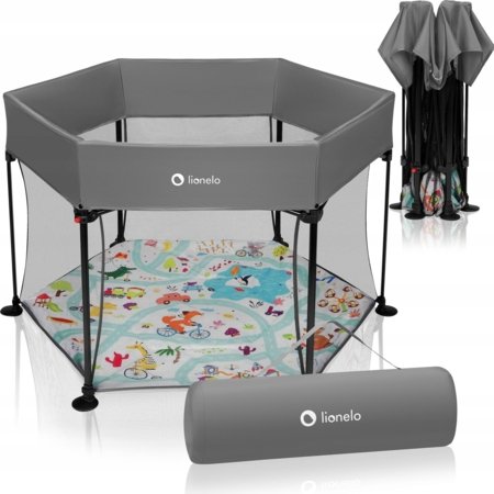 LIONELO žaidimų maniežas ROEL PLUS, 65x85 cm., Grey multicolor 