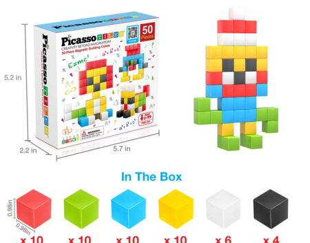 PICASSO TILES Magnetinis konstruktorius Magnetic Cubes 50 det., PMC50 