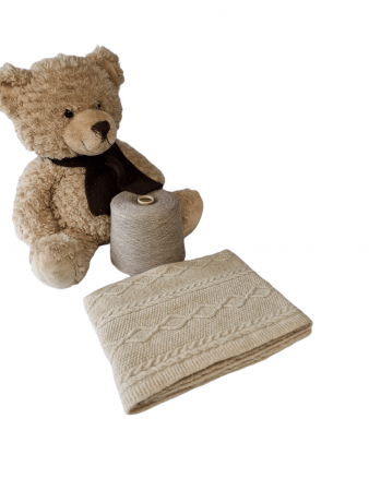 MILLI pledas merino vilna DIAMOND, aran light camel, 100x130cm 4913173174293