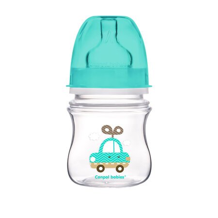 CANPOL BABIES plataus kaklelio buteliukas EASYSTART, colorful animals, 3-6 mėn+, 120 ml, 35/205 35/205