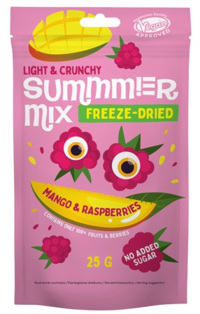 SUMMMER šaltyje džiovintų mangų ir aviečių mišinys, 25 g., 6170039 