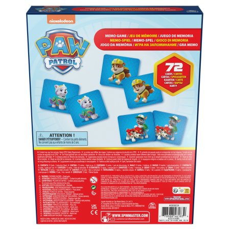 SPINMASTER GAMES atminties žaidimas Paw Patrol, 72 kortelės, 6066834 6066834