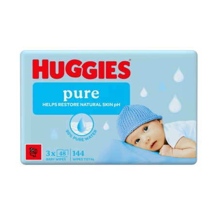 HUGGIES drėgnos servetėlės PURE PLASTIC FREE, 48x3 vnt., 2434936 