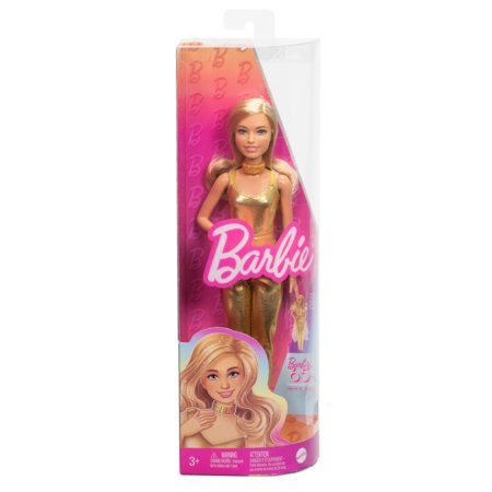 BARBIE madistė aukso spalvos kostiumu , HRH19 