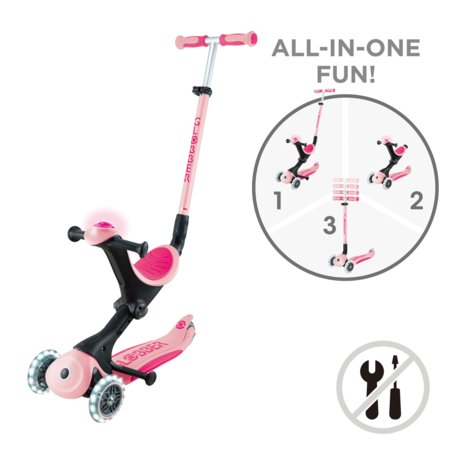 GLOBBER paspirtukas Go Up Deluxe Lights, pastelinis rožinis, 748-710 