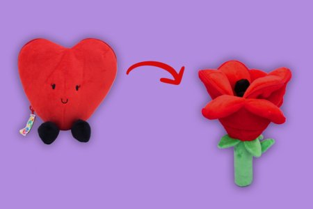 FLIPETZ pliušinis žaislas - rožė širdelėje, Poppy red, 80400 