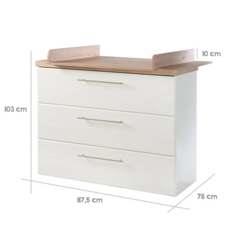 ROBA komoda su vystymo lenta NELE, White/Artisan Oak, 1731824 