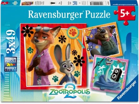 RAVENSBURGER PUZZLE dėlionė Zootopia 2, 3x49 det., 12004369 0 