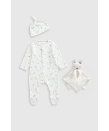 MOTHERCARE šliaužtinukas ilgomis rankovėmis, kepurė ir migdukas, GF276 
