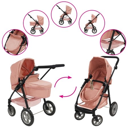 509 Crew 2in1 lėlių vežimėlis, rožinis, T738004 