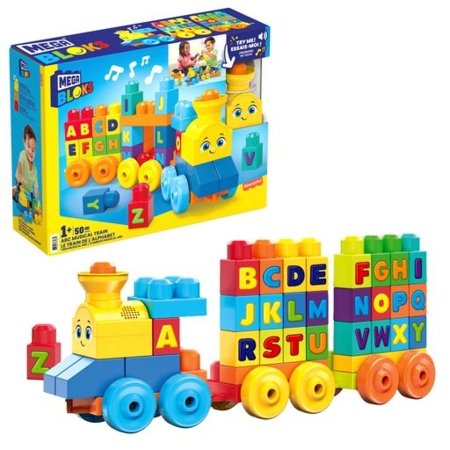 MEGA BLOKS FIRST BUILDERS rinkinys Grojantis traukinys, 50 det., FWK22 