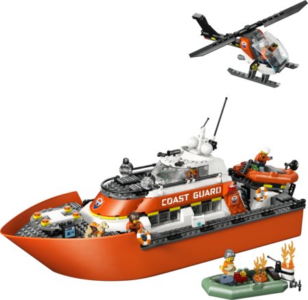 60504 LEGO® City pakrantės gelbėtojų kateris ir sraigtasparnis 