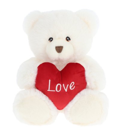 KEEL TOYS pliušinis meškiukas Harry su širdele, kreminės spalvos, 20 cm, SV3475 