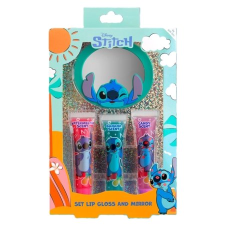 AIR-VAL Stitch lūpų blizgių ir veidrodėlio rinkinys, P009793 