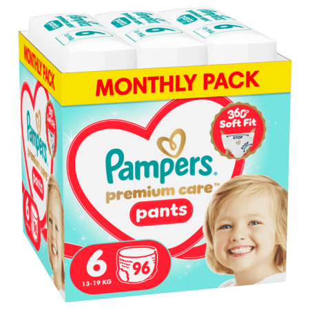 PAMPERS sauskelnės-kelnaitės Premium Pants Monthly, 6 dydis, 13-19 kg, 96 vnt., 80894761 