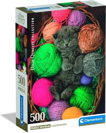 CLEMENTONI dėlionė Fluffy Kitten Compact, 500 det., 35617 