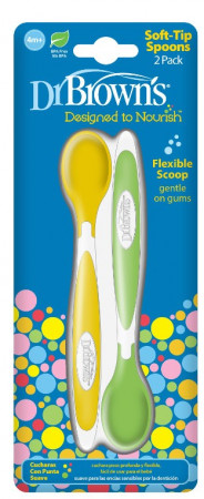 DR.BROWNS šaukšteliai minkštu galiuku SOFT-TIP, 4 mėn+, 2 vnt., TF011-P3 TF011-P3