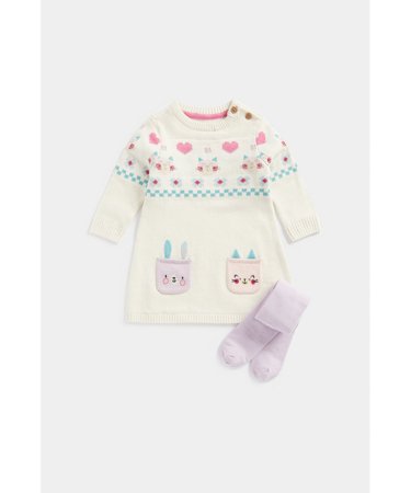 MOTHERCARE suknelė ilgomis rankovėmis ir pėdkelnės, FA835 