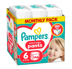 PAMPERS sauskelnės-kelnaitės Pants Monthly, 6 dydis, 14-19kg, 144 vnt., 80894756 