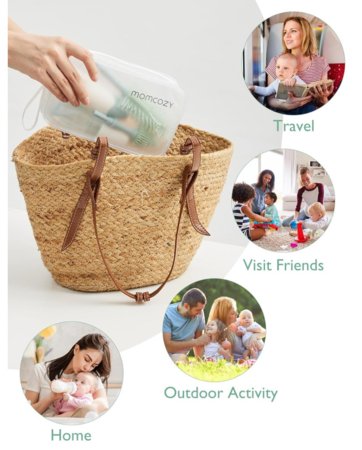 MOMCOZY buteliukų ir žindukų šepetėlių rinkinys PUSH-PRESS 