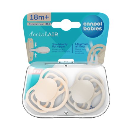 CANPOL BABIES silikoniniai simetriniai čiulptukai NUDE,  Creme, 18+m, 2 vnt.,  23/230_cre 