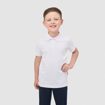 MAMAJUM polo marškinėliai trumpomis rankovėmis, trikotažiniai, 10-000007, balti, 116/122 cm 