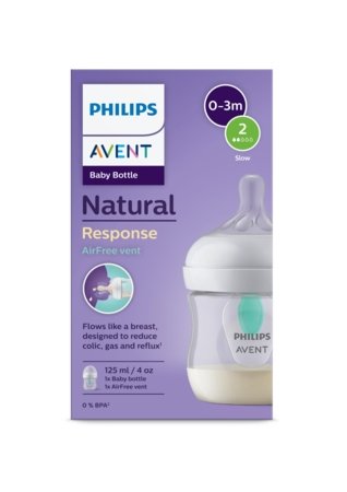 PHILIPS AVENT 83024 Buteliukas "Natural Response" su papildomu AirFree vožtuvu, 0mėn.+, 125ml, SCY670/01 1/070