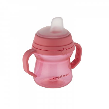 CANPOL BABIES gertuvė su silikoniniu snapeliu, FirstCup, 6mėn+, 150ml, rožinė, 56/614_pin 56/614_pin