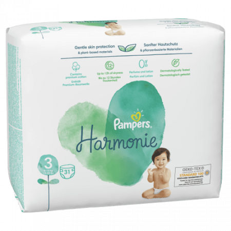 PAMPERS sauskelnės, Harmonie, dydis 3, 31 vnt, 6kg-10kg, 81754111 81754111