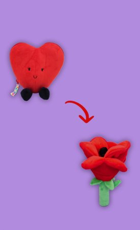 FLIPETZ pliušinis žaislas - rožė širdelėje, Poppy red, 80400 