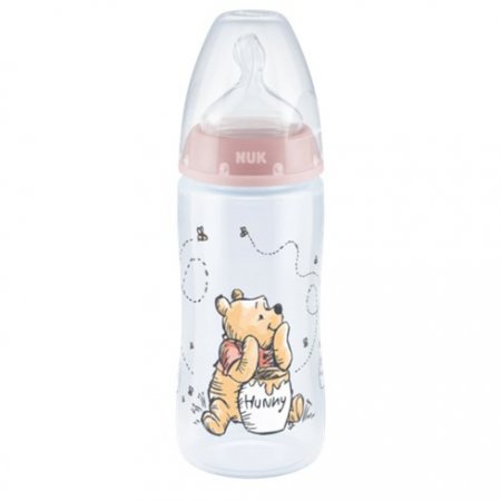 NUK buteliukas su temperatūros kontrole ir silikoniniu žinduku, PP FIRST CHOICE+,  DISNEY, 0-6 mėn., 300 ml, M, SK46 SK46
