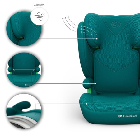 KINDERKRAFT automobilinė kėdutė JUNIOR FIX 2 PLUS, 100-150 cm., Green, KCJUFI20GREPL0N 