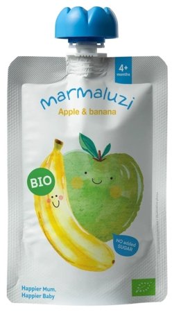 MARMALUZI ekologiška obuolių ir bananų tyrė, 4 mėn.+, 90g 4779031614277