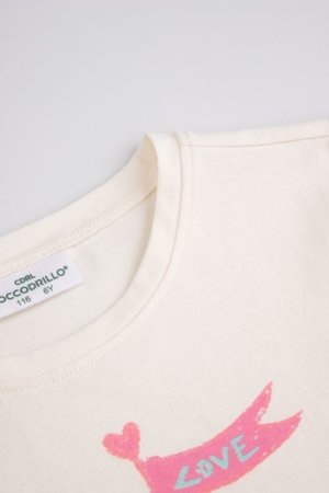 COCCODRILLO marškinėliai trumpomis rankovėmis, kreminiai, WC6143207FGK-003-092 