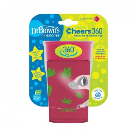DR. BROWNS gertuvė, SMOOTH WALL CHEERS 360 CUP, raudonas, 300 ml, 9 mėn+, 1 vnt., TC01096 TC01096